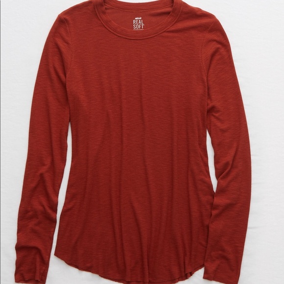 Aerie Ribbed Long Sleeve Tee Shirt 